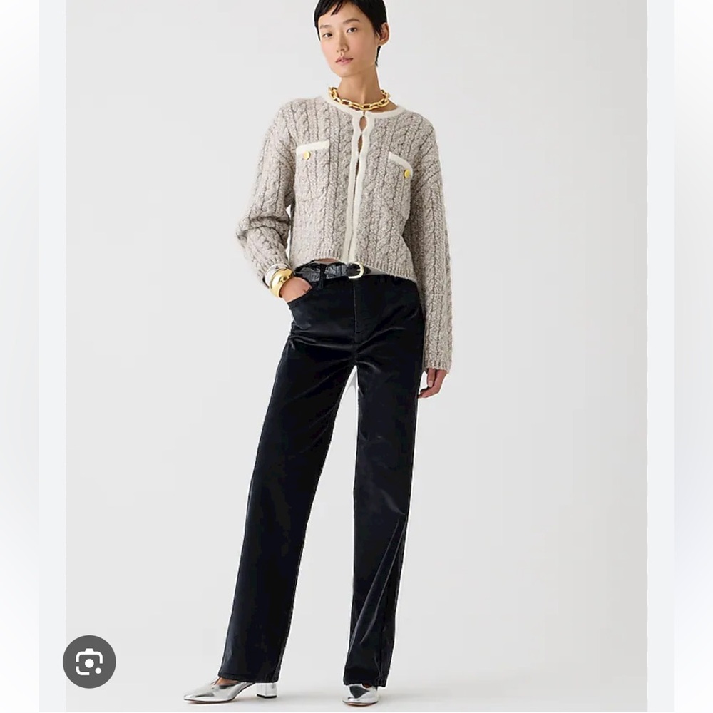 J.Crew Full Length Wide Leg Pant In Stretch Velvet SZ 33 HOL 23 STYLE